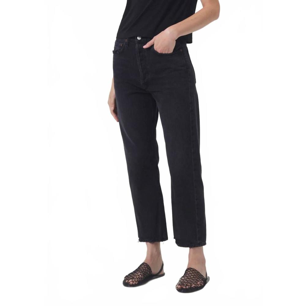 AGOLDE 90's crop mid rise straight jeans in tar 29